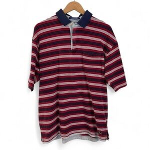 Vintage Tommy Hilfiger blue gray and red short sleeve polo shirt
